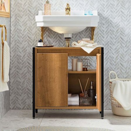 SoBuy Hjørneunderskab Underskab Badeværelsesskab BZR63-PF