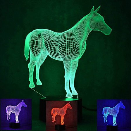 3D Hevos Yövalo Lamppu led Illuusio 7 Väriä Vaihtuva Kosketuskytkin Pöytä Työpöydän Koriste Lamput Lahja Akryyli Tasainen ABS Pohja USB Kaapeli Leikki
