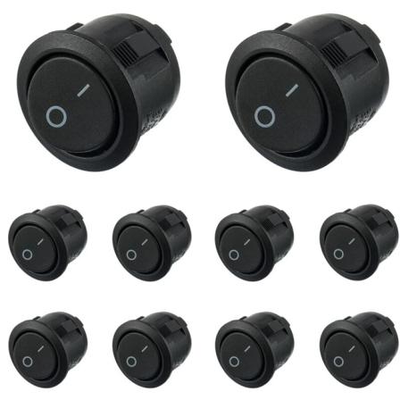 Musta py re keinukytkin 10 kpl p lle/pois 2-napainen AC 6A (250V) 10A (125V) SPST Paina keinupainiketta autoveneeseen, meriautoon, kuorma-autoon, 