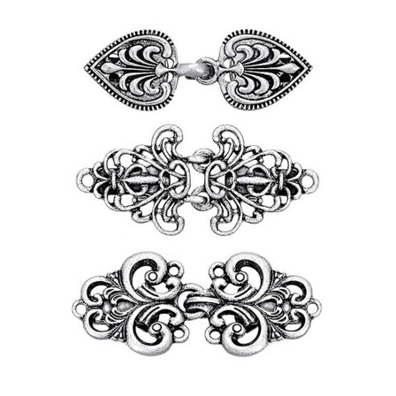 /HH/3 stk. Sjal Krage Clip Knapper Retro Design Genser Cardigan Clips Elektropletterte 3 Stiler Sjal Lukninger Spenner Klær DIY Tilbehør