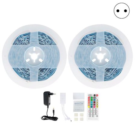 2 stk 7,5 m 5050 LED-stripe lys fjernkontroll musikklysstriper for fest hjemme 100-240VEU-plugg