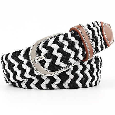 Unisex elastisk flätad bälte i canvas med spänne, 110 cm