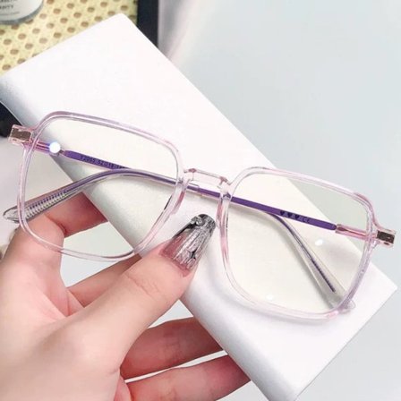 Stor firkantet Båge Anti Blåt Lys Briller Damer Mænd Transparent Lilla one size