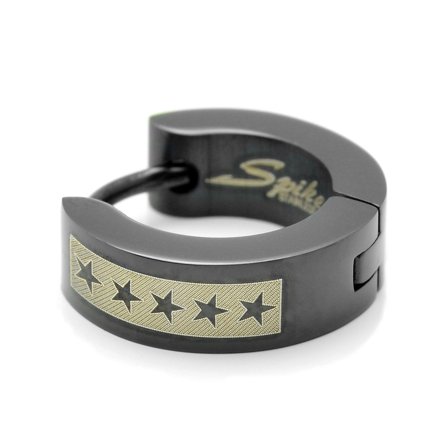 Sentio | Orecchino a cerchio nero con 5 stelle in acciaio chirurgico for Men