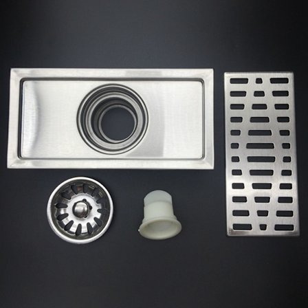 Lattiakaivo, 20X10CM Ruostumattomasta teräksestä valmistettu suorakulmainen lattiakaivo, kylpyhuoneen lattiakaivon suojus, keittiön jäteverkko