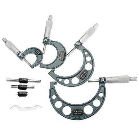 4 stk. Udvendig Mikrometersæt Maskinarbejder Værktøj 0-4 tommer 0-100 mm 4 Præcision 0,01 mm Nøjagtighed Karbid Mikrometersæt