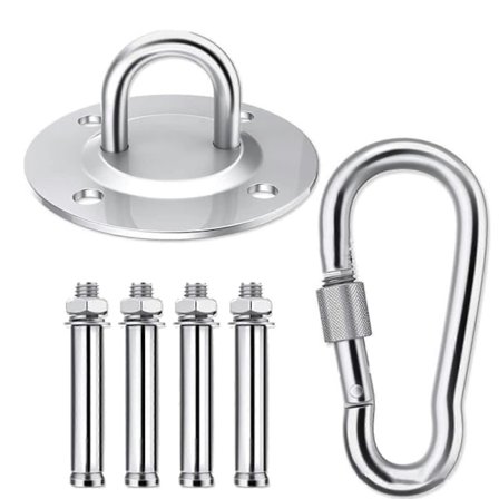 Takfeste i rustfritt stål for hengestol, kjærlighetssving, hengekøye, sandssekk sølv (LGL)