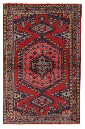 Handgeknüpft Wiss 108X164 Wollteppich Schwarz/Dunkelrot Klein