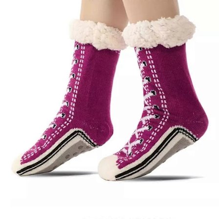 Ekstra tykke kasjmir tøffelsokker, tøffelsokker med sklisikker såle