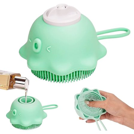 Silikone kropsskrubber, Nub flad ansigt gummi rejse luffa til brug i brusebad eksfolierende