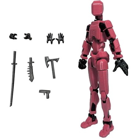 T13 Actionfigur, Titan 13 Actionfigur med 4 typer våpen og 3 typer hender, T13 3D-printet multi-leddet actionfigur