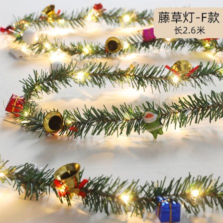 Julegirlander med lys, 2,6 m batteridrevet kunstig grønn girlander med LED-lys, kongler og røde bær (C-stil)