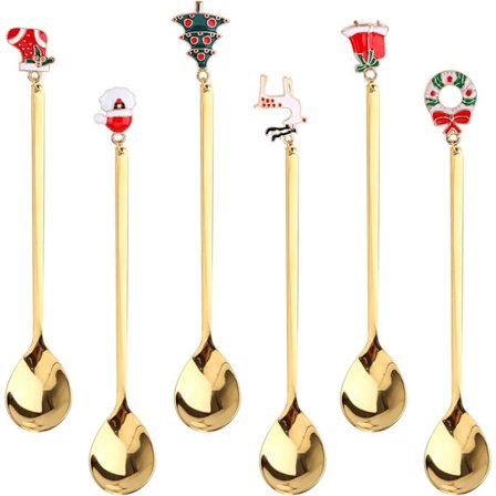 Jule-teskeer, 6 juleskeer i sølvfarvet stål