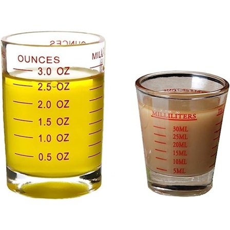 Skudblæst glas målebæger 3 Oz/90ml flydende tunge espressoglas kopper 2 (rød 90ml 30ml)