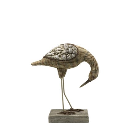 Fugleskulptur af polyresin, naturlig finish, 21x9x24 cm