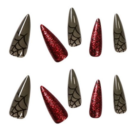 IC Halloween Press-on Naglar Långa med Ghost Face Design, Stil 5