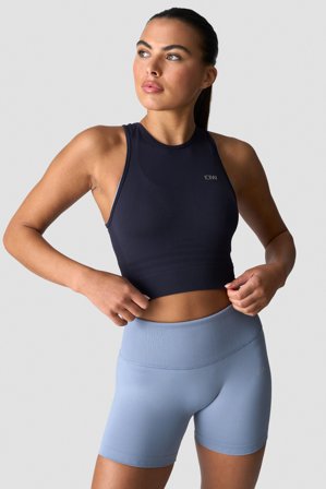 ICANIWILL - Define Seamless Cropped Tank Top Navy- Tanks - Dames - sportkleding van ICIW