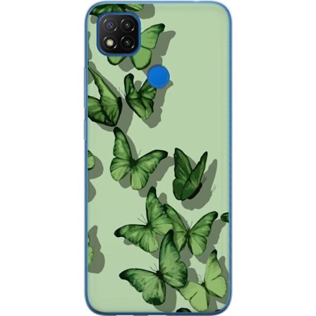 Kompatibel Mobilcover til Xiaomi Redmi 9C NFC Grønne Sommerfugle