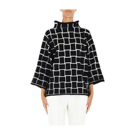 Liviana Conti, Checked Oversized Sweater Zwart, Dames, Maat:S
