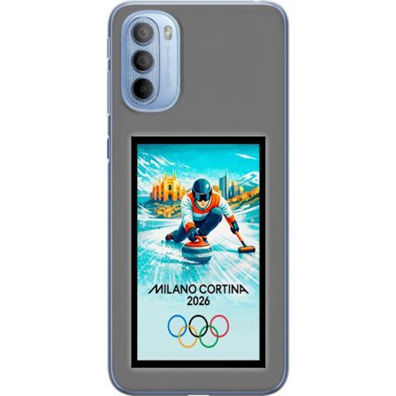 Kompatibel Mobilcover til Motorola Moto G31 Ishockeyillustration med spillere i bevægelse på isen, Milano Cortina 2026, Milano-landemærker og olympisk