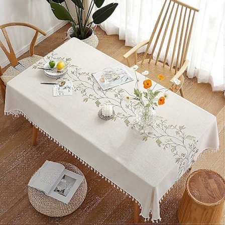 Duk för matbord, rustik bordsduk, köksduk i bondgårdsstil, liten rektangulär bordsduk i bomullslinne för 4-6 personer