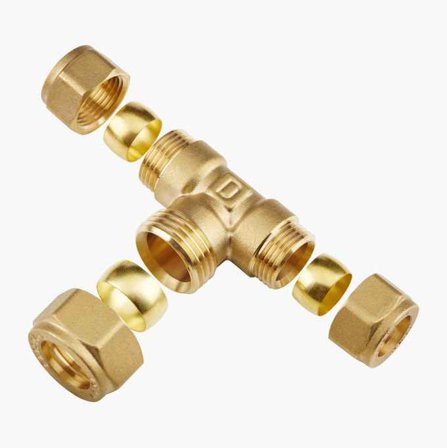 Klämringskoppling T-rör 10 x 10 x 10 mm