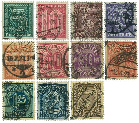 Tyske Rige 1920 - MICHEL D23-33 - Stemplet