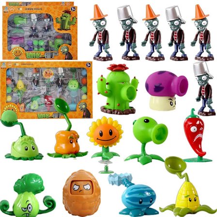 Plants vs Zombies Action Leketøysfigurer Myk Gummi Hard Lim Komplett Sett med Dukker Erte Skytespill Engros PVZ Anime PVC Figur Barnegave