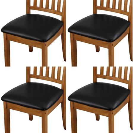 ING Vandtætte stolebetræk (4 sæt), PU læder sædebetræk til spisebordsstole - sort