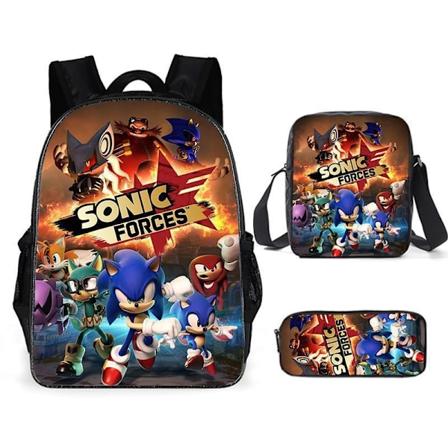 SONIC reppu Sonic alakoululaisen reppu 3-osainen sarja sarjakuva piirretty reppu olkalaukku kynäkotelo L-WELLNGS Style L three-piece