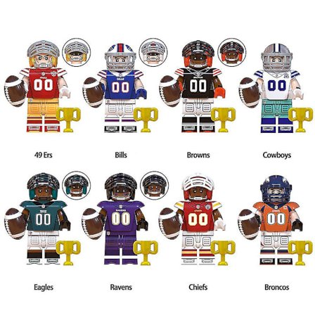 8 st Rugby Player Series Minifigurer Byggklossar Kit, Mini Actionfigurer Leksaker Gåvor Heminredning [DB]