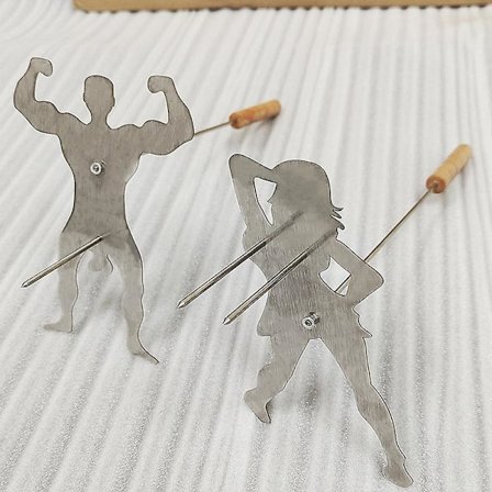 1 Set Grillspett Hotdog Man Marshmallow Woman Rostare Kock Eldstadspinnar
