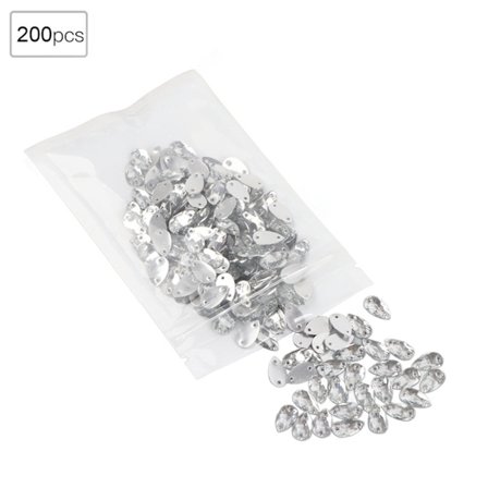 200 kpl Kristalli Akryylihartsi Pisara Ompelu Strassipainikkeet 7x12mm Kengän Koristelu Valkoinen
