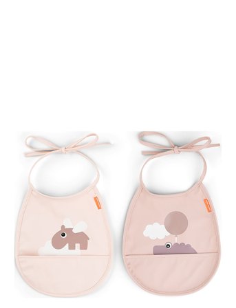 Done by Deer Tiny Pocket Bib 2-Pack Happy Clouds Powder - Pink - ONE SIZE