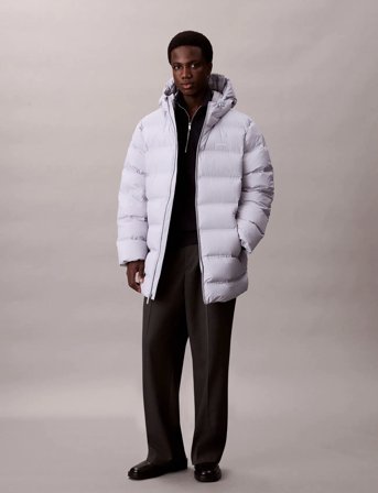 Calvin Klein Ls Bonded Chnnld Long Hooded Puf - Grey - XL