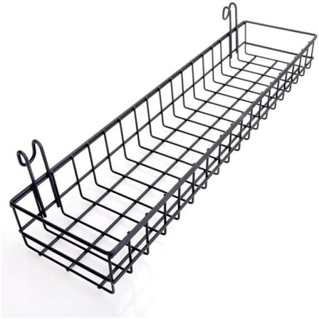 Metalvæg Gitterpanel Hængekurv, Multifunktionel Opbevarings- og Displaykurv, 40 x 10 x 5 cm, Malet Sort