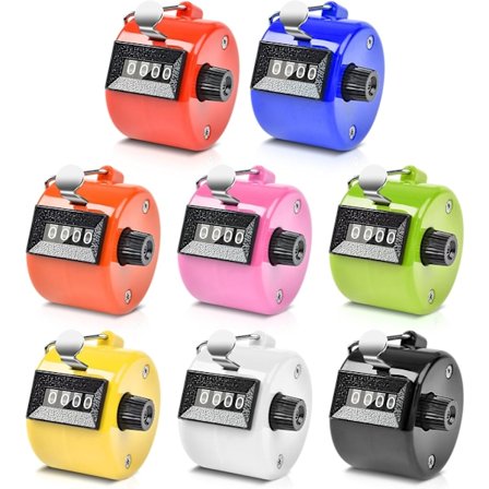 8 stk. mekaniske håndtællere, klikker-tæller, 4-cifret lommeregner