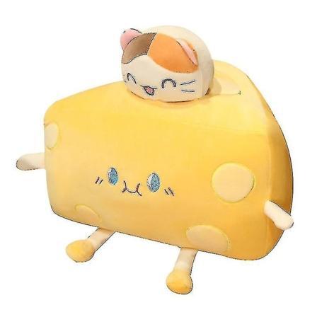 Ost Plyschleksak Härlig katt Hamster Kanin Ät smygande Ostdocka Kramkudde Soffa Ornament Kudde Fylld Docka Leksak Hem Sovrum Dec 20cm A