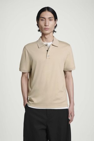 COS Men's Regular-Fit Mercerised-Cotton Polo Shirt in Beige