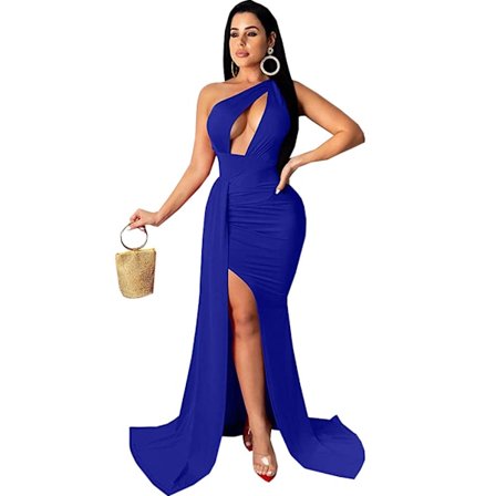 Naiset Seksi Elegante Yksi Olkaimella Mekko Korkea Halkio Leikkaus Pitkä Iltapuku