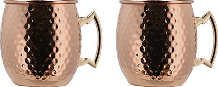 LYNGBY GLAS MOSCOW MULE KRUS 55 CL 2 STK KOBBER HAMRET