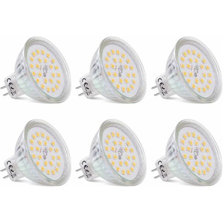 6 stk. MR16 LED Spotpærer GU5.3 Sokkel, 3,8W (40W Ækvivalent), Varm Hvid 2700K, 430 Lumen, Ikke-Dæmpbar, Energiklasse E