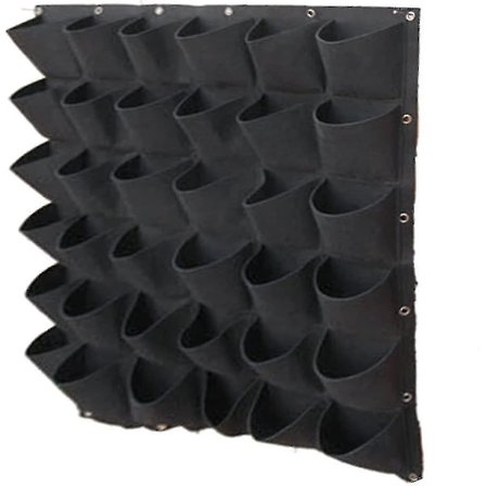 Vægmonterede hængende planteposer med 36 lommer Ny 2024 Høj kvalitet x.(Sort)