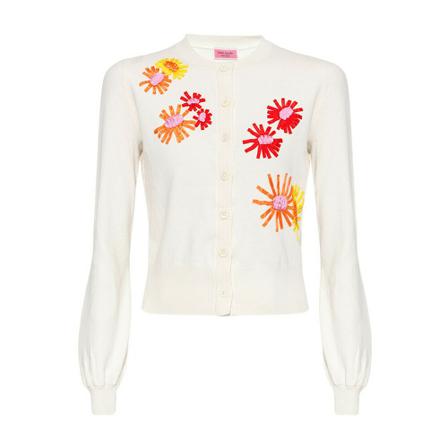 Kate Spade, Cardigan with appliqu s Beige, Dames, Maat:L