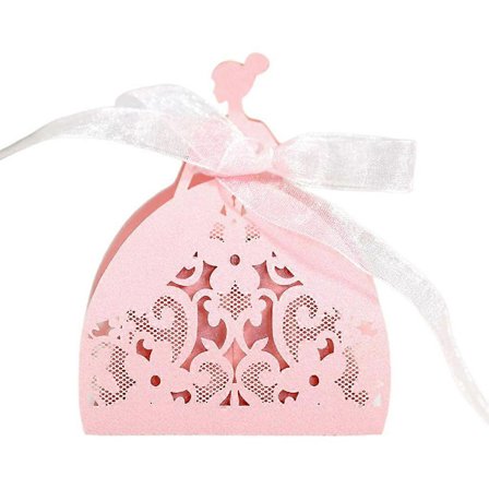 100 stk. Blomsterblonde Hule Slikæsker Bryllupsfest Favor Æske Chokolade Gaveæske til Brudefest Jubilæum Fødselsdag Pink