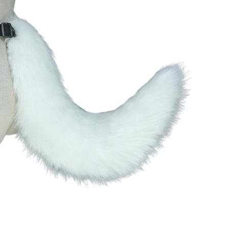 Joustava tekoturkista kissan puku Tail Cosplay Halloween joulujuhlapuvut White