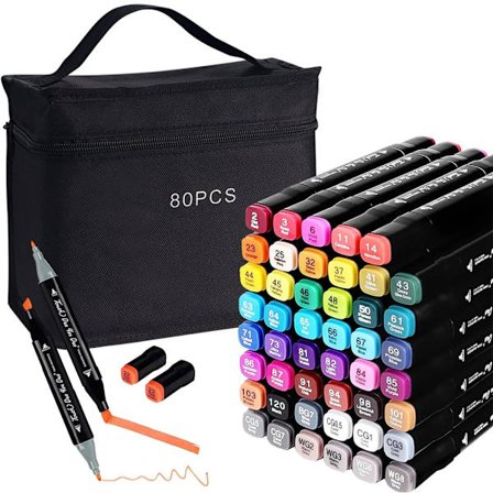 80-pack - Markers - Färgpennor Dubbelsidiga Pennor