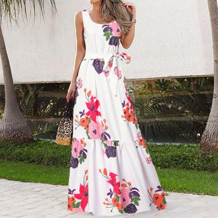 Dam S Summer Casual Sundress Spaghetti Strap Ärmlös Maxi