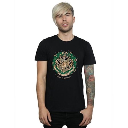 Harry Potter Herr Jul T-shirt i Bomull med Krans 3XL Svart