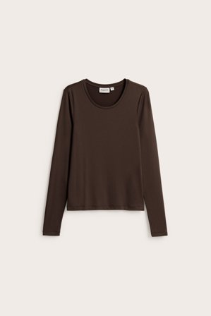 Kappahl | Top basicowy z długim rękawem | Ciemnobrązowy